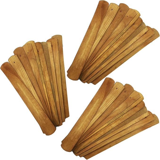 TRENDBOX 30pcs Handmade Plain Wood Wooden Incense Stick Holder Burner Ash Catcher Natural Design Buddhist - Bloomnest