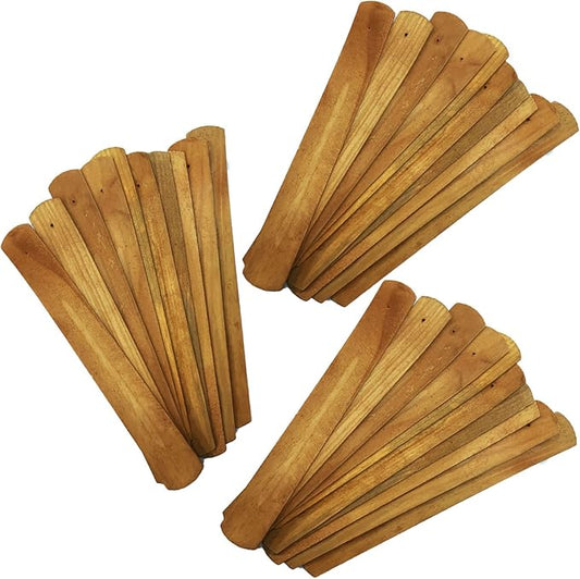 TRENDBOX 30pcs Handmade Plain Wood Wooden Incense Stick Holder Burner Ash Catcher Natural Design Buddhist - Bloomnest