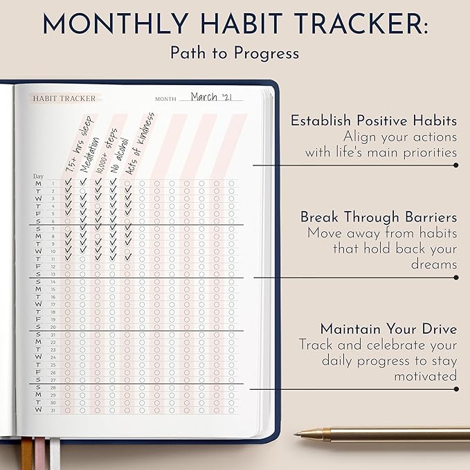 RYVE Daily Journal for Women – 6-Month Guided Gratitude Journal with Prompts, Affirmations, Mindfulness, Self-Reflection & Self-Care - Bloomnest