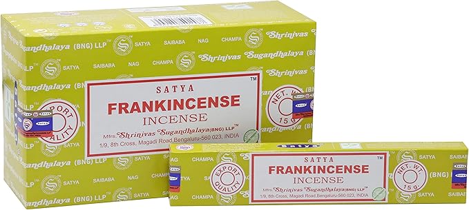 EARTH Satya Frankincense Incense Sticks 15 GMS (Pack of 12) (Green Certified) Indian Perfumed Hand Rolled Agarbatti Perfect for Worship,Relaxation, Medication. Earth