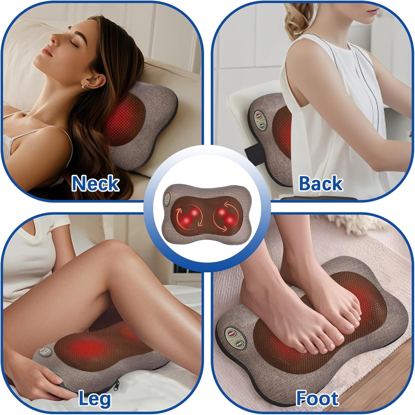 Joyset Neck Massager with Heat, 3D Shiatsu Massager for Back and Shoulder Pain, Portable Neck Massage Pillow, Gift for Men Women Use at Home, Office, Car