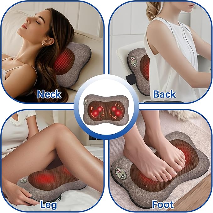 Joyset Neck Massager with Heat, 3D Shiatsu Massager for Back and Shoulder Pain, Portable Neck Massage Pillow, Gift for Men Women Use at Home, Office, Car - Bloomnest