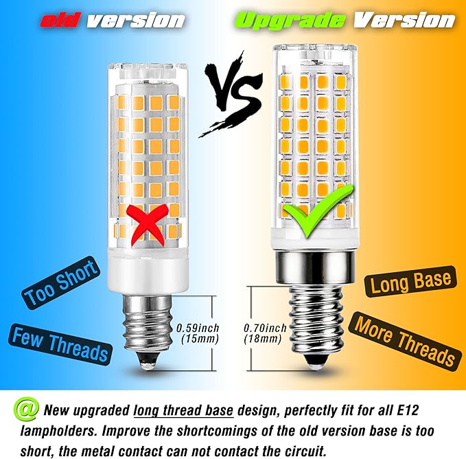 ALIDE E12 75 Watt Replacement LED Candelabra Bulbs C7,2700K Warm White,800LM T6 7.5W LED E12 Chandelier Light Bulbs for Ceiling Fan Pendant Lighting,Non-dimmable,6 Pack - Bloomnest