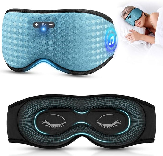 3D Sleep Mask with Bluetooth Headphones, Sleeping Headphones for Side Sleepers, Zero Eye Pressure, Adjustable Sleep Eye Mask, Ultra-Thin Stereo Speakers Perfect for Sleeping-Peacock Blue - Bloomnest