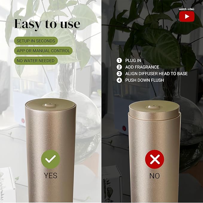 Dynamo Hotel Scent Diffuser – Cold-Air Essential Oil Diffuser for Home & Large Rooms up to 1000 sq ft, App & Manual Control, Hypoallergenic, Includes White Tea Fragrance Sample – Gold - Bloomnest