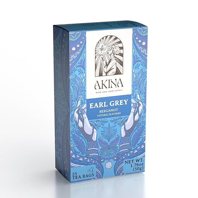 Akina Earl Grey Tea, Naturally Flavored Black Tea | 100% Single-Origin | Kenyan Origin, Gourmet (25 String & Tag Bags, 50g) - Bloomnest