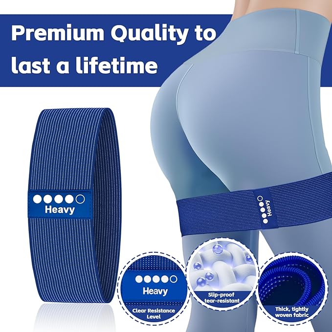 Resistance Bands for Working Out - Exercise Bands Set with Workout Guide - Fabric Elastic Bands for Physical Therapy - Fitness Bands Ideal for Legs Hip Glute - Bloomnest