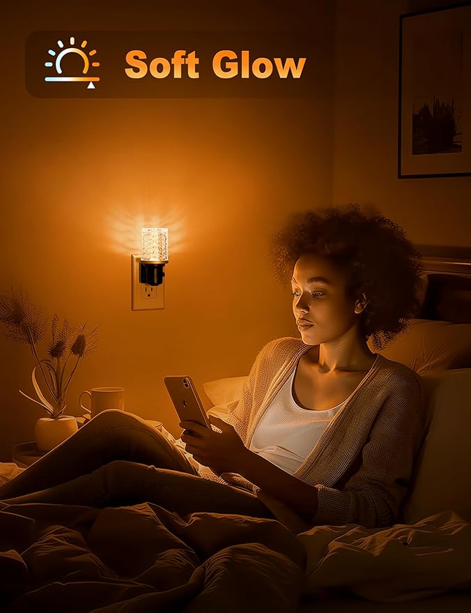 JandCase LED Night Light Amber, Dimmable Night Lights Plug into Wall, Modern Nightlight with Auto On Off Light Sensor, Amber Night Light 0-100LM Brightness for Bathroom Hallway Bedroom Decor - Bloomnest