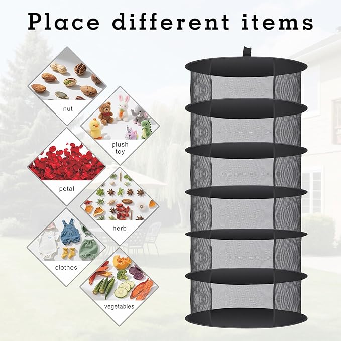 Herb Drying Rack Hanging Collapsible Drying Net for Garden Hydroponic Plant, Flowers, Herbs,Dry Mesh Folding Dryer (8 Layer) - Bloomnest