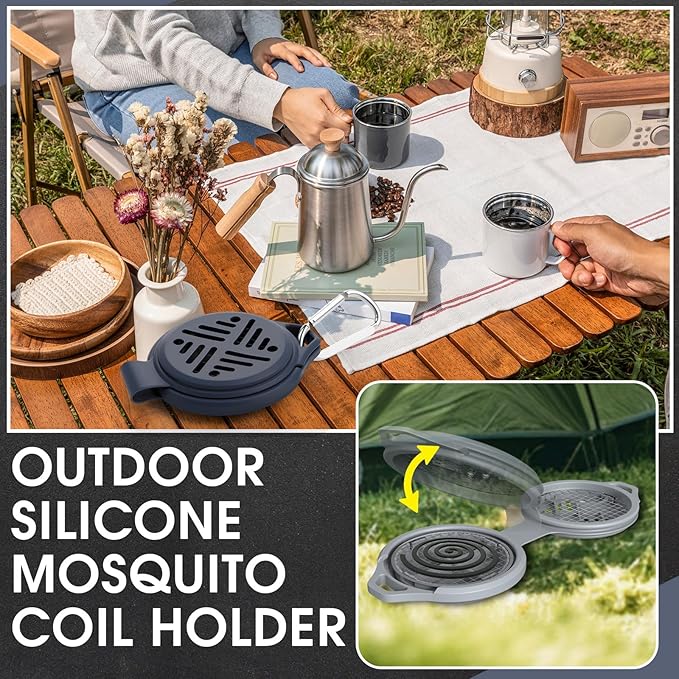 3 Pcs Portable Mosquito Coil Holder Silicone Hanging Incense Burner with Hook for Outdoor Pool Side Deck Camping Hiking - Bloomnest