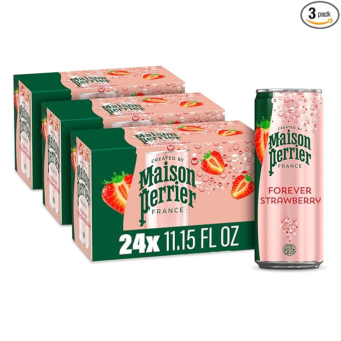 Maison Perrier Forever Strawberry Flavored Sparkling Water, 11.15 Fl Oz Cans, 8 Count, 3 Pack - Bloomnest