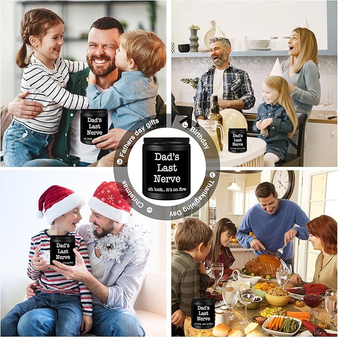 Homsolver Dad Gifts from Daughter Son, Gift for Dad Who Wants Nothing, Birthday Fathers Day Christmas for Stepdad Adoptive Father, Dad's Last Nerve Sandalwood Scented Candle