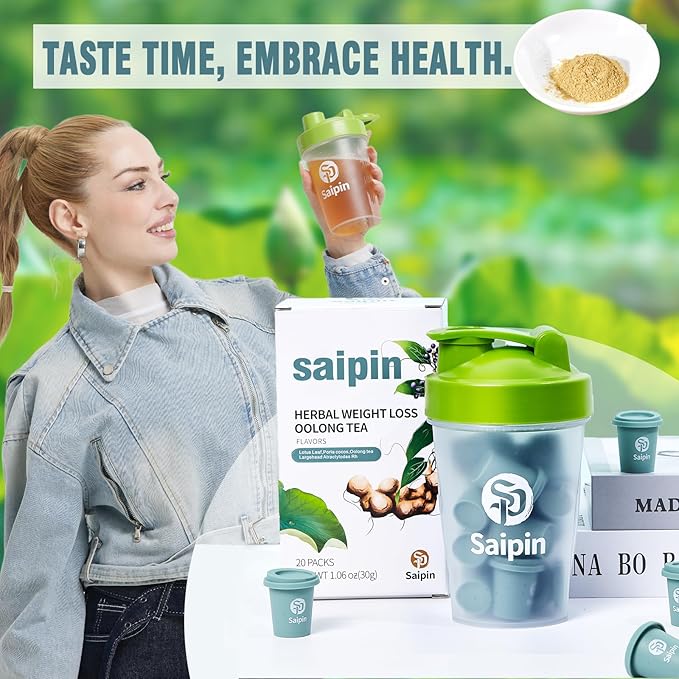 SAIPIN Lotus Green Tea Pods Variety Pack with Sports Cup,20 Pack 100% Organic Lotus Green Tea-Non-GMO，Gluten Free, Dairy Free, Sugar Free,Poria Tea - Bloomnest