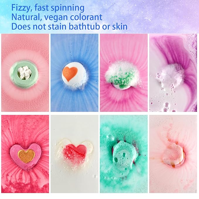Bath Bombs for Girls - Bath Bombs, Christmas Day Gifts for Women Kids, Bubble Bath, Handmade Bath Bomb Gift Set Bathbombs Relaxing Spa Gifts Basket for Her Wife Mom Birthday Thanksgiving - Bloomnest