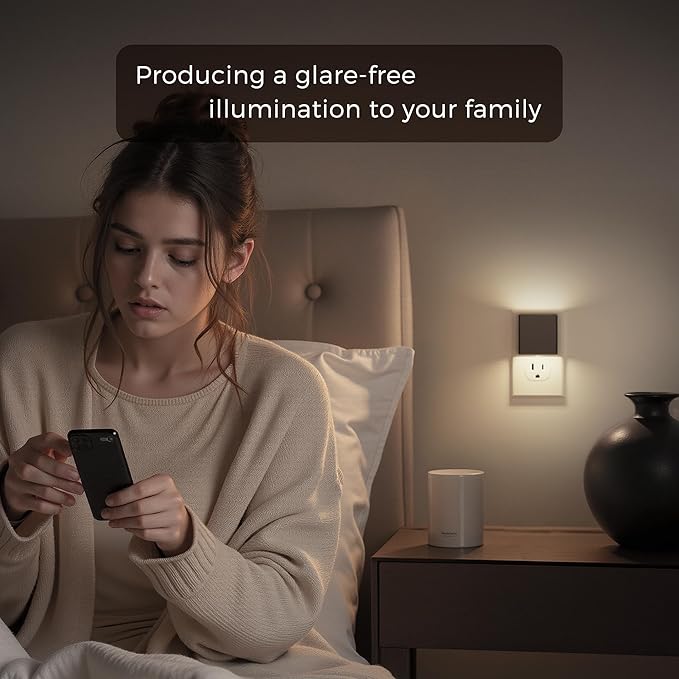 L LOHAS LED Night Lights Plug into Wall,[2-Pack] Plug in Night Light with Dusk to Dawn Sensor,3CCT 1600K/2700K/5000K,Brightness Adjustable,Nightlight for Adults Bathroom Bedroom - Bloomnest