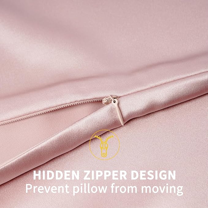 ZIMASILK 100% Pure Mulberry Silk Pillowcase for Hair and Skin Health,Soft and Smooth,Both Sides Premium Grade 6A Silk,600 Thread Count,with Hidden Zipper,1pc (Queen 20''x30'',Pale Pink) - Bloomnest