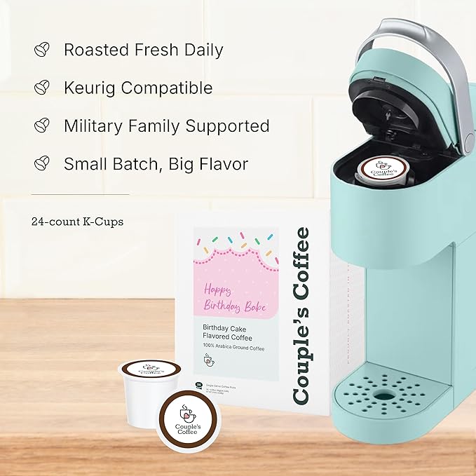 Couple's Coffee K-Cups | Vanilla Cake Flavored Coffee | Gives Back to Military Families | Happy Birthday Babe | Gourmet Flavored Ground Coffee with Birthday Cake and Icing Flavors | Compatible with K-Cups & Single Serve Brewers | 24 Count - Bloomnest