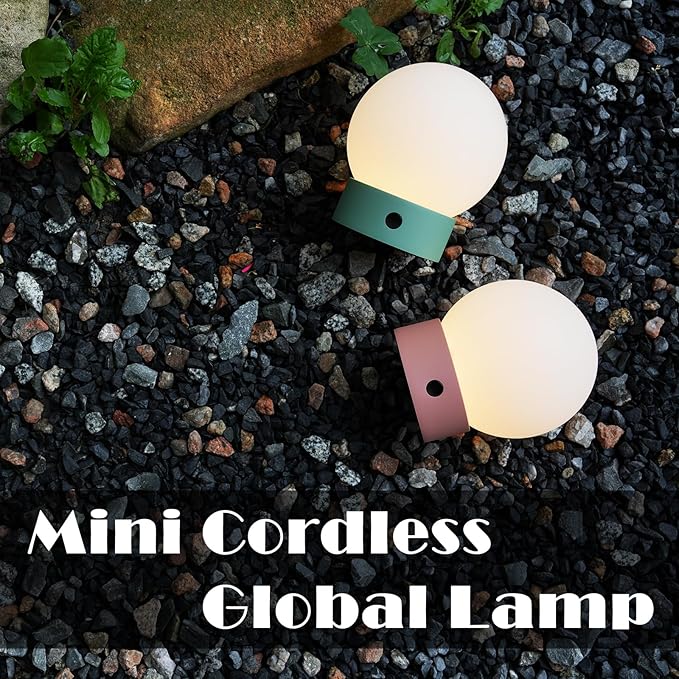 Small Cute Cordless Table Lamp Rechargeable, Battery Operated Shower Lamp Waterproof, Touch Dimmable Globe Ambient Light for Outdoor/Bedside/Patio/Dining (Orange) - Bloomnest