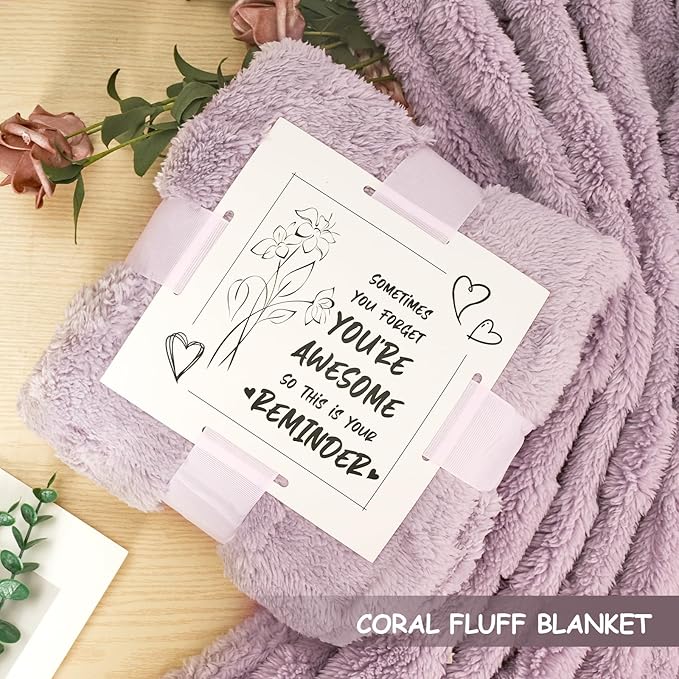 Self Care Gift Basket for Women, Luxury Spa Gift Basket with Blanket, Vanilla Coconut Self Care Set, Friendship Birthday Box for Mom, Sister, Wife, Best Friend, Coworker(Purple)