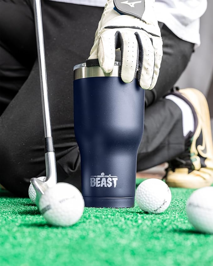 Beast 30 oz Tumbler Stainless Steel Vacuum Insulated Coffee Ice Cup Double Wall Travel Flask (Navy Blue) - Bloomnest