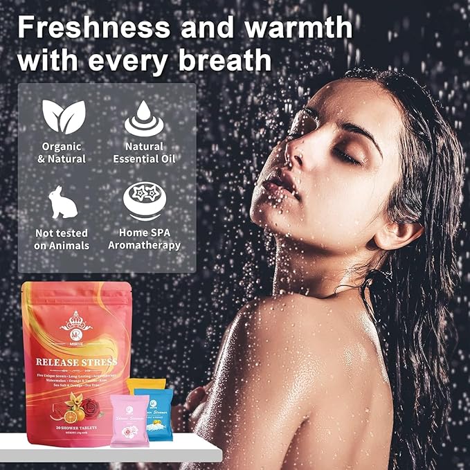 Shower Steamers Aromatherapy - 20 Pack Shower Bombs Aromatherapy Birthday Gifts for Women, Organic Watermelon, Orange & Vanilla, Sea Salt & Orange, Rose, Tea Tree, Gift for Women - Bloomnest