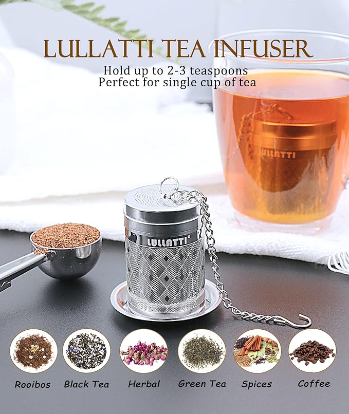 Tea Infuser (1 Pack), Extra Fine Mesh Loose Leaf Tea Steeper with Diamond Pattern & Extended Long Chain, 18/8 Stainless Steel Tea Ball Strainer for Brewing All Kinds of Tea - Bloomnest