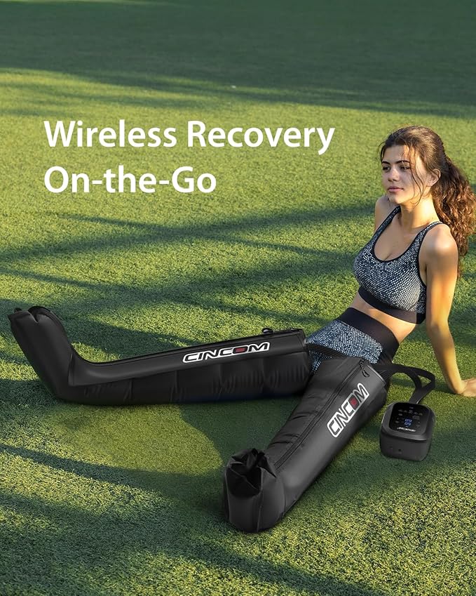 CINCOM Leg Massager Recovery System, Cordless Air Compression Boots for Circulation, Pro Sequential Compression Device for Athlete Fast Recovery - Bloomnest