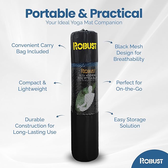 Robust Non-Slip Yoga Mat with Strap, 1/4" Thick TPE Eco-Friendly Workout Mat for Yoga with Position Lines and Texture Surface, Gym Mat for Women, Men, Pilates and Exercises Anti-Tear Sweat-Proof Exercise Mat - Bloomnest