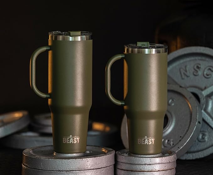 Beast 42 oz Tumbler Stainless Steel Vacuum Insulated Coffee Ice Cup Double Wall Travel Flask (Army Green) - Bloomnest