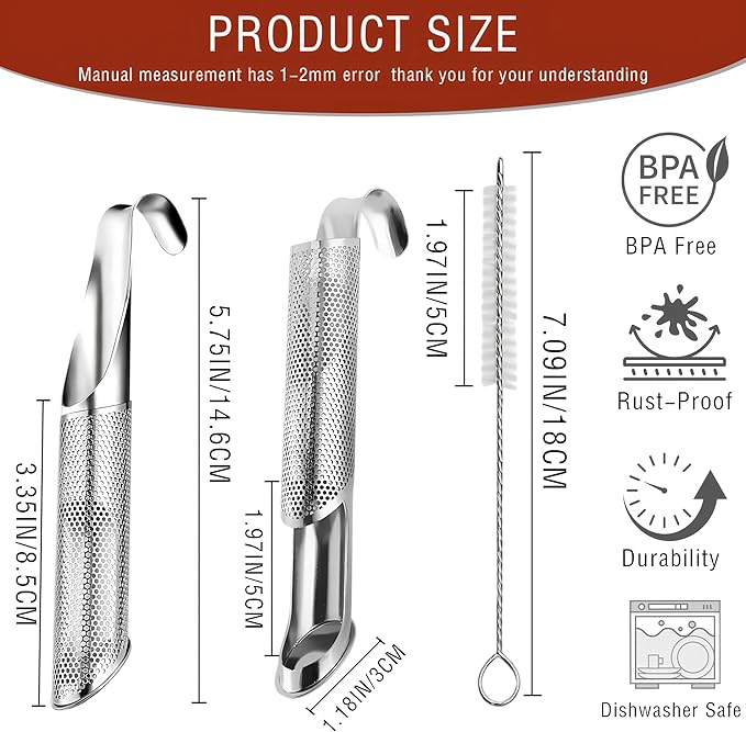 304 Stainless Steel Tea Infuser for Loose Leaf Tea Steeper,Tea Strainer,Food-Grade Fine Mesh Tea Diffuser Set w/Cleaning Brush for Single-Cup Brewing;Sifter for Flour,Matcha,Coffee,Spices,Seasonings - Bloomnest