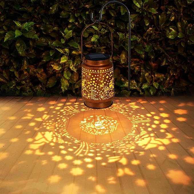 Solar Lanterns Outdoor Garden Decor, Gifts for Women, Mom, Grandma, Birthday, Thanksgiving, Decorative Waterproof Hanging Metal LED Light for Yard, Patio, Lawn, Landscape, Backyard (Gnomes) - Bloomnest