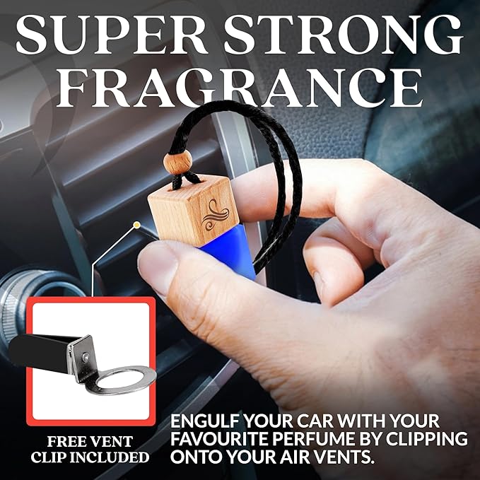 Solvère Car Air Freshener for Men | Perfume Style Freshener with Solvère Fragrance | Strong Freshener with Odour Eliminating Technology with Vent Clip | Car Air Freshener by Perfa - Bloomnest