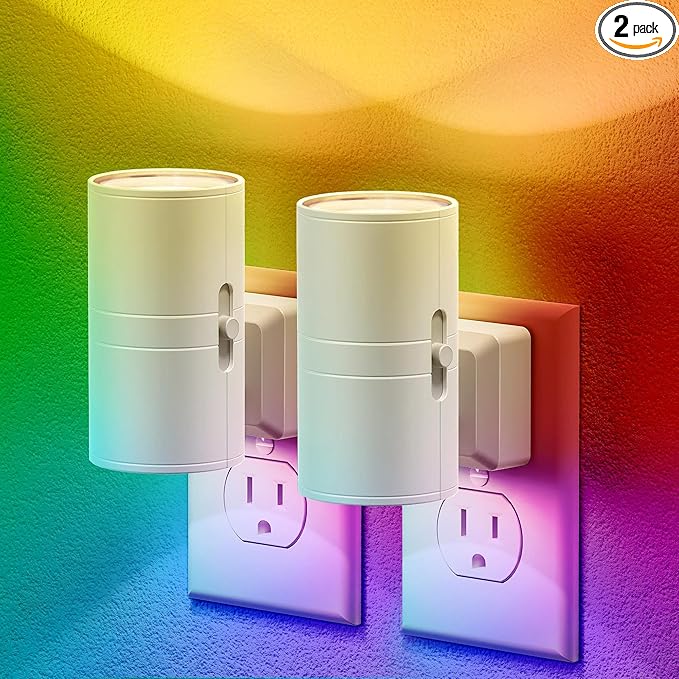 JandCase Color Night Light, LED Night Lights Plug into Wall, Color Changing Nightlight RGB with Light Sensor,Kids Gifts, Halloween, Christmas, Holiday, Hallway Bedroom Kids Room, 2 Pack - Bloomnest