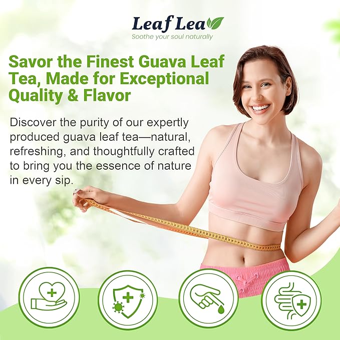 LeafLea Guava Leaf Tea, 80 Fresh-Sealed Tea Bags, Herbal Tea Made from Natural Guava Leaves (Hojas de Guayaba), Digestive Support & Immune Balance, Caffeine-Free, Sugar-Free, Pack of 2 - Bloomnest