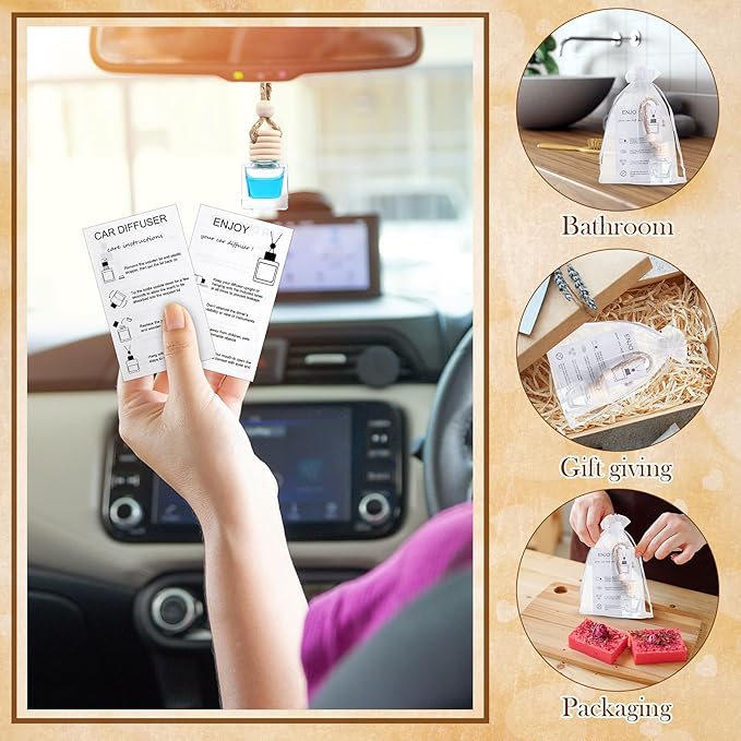 Boao 25 Sets Hanging Car Air Freshener Diffuser Bottles Empty Bulk with Car Diffuser Instruction Cards Organza Bags Glass Refillable Essential Oil Fragrance Aromatherapy Pendant (Cube, Clear) - Bloomnest