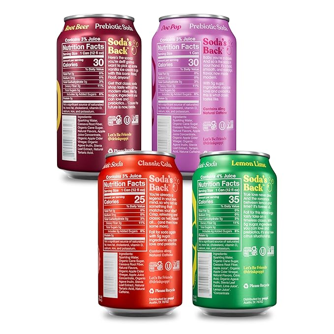 Poppi Sparkling Prebiotic Soda Beverage with Apple Cider Vinegar, Seltzer Water and Fruit Juice, The Classics Variety Pack, 12 Fl Oz, Pack of 12, Packaging May Vary - Bloomnest