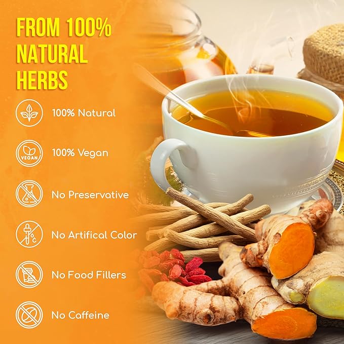 FreshDrinkUS, Premium Harmony Herbal Tea | 60 Tea bags | 100% Natural Turmeric, Hibiscus, Ashwagandha, Goji Berry, Reishi, Cinnamon & Orange Peel – Naturally Aromatic Caffeine-Free Tea - Bloomnest