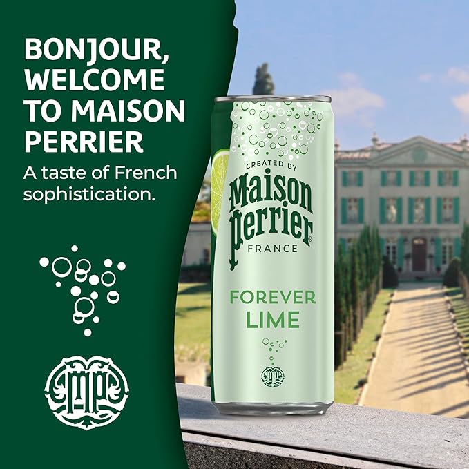 Maison Perrier Forever Lime Flavored Sparkling Water, 11.15 Fl Oz Cans, 8 Count, 3 Pack - Bloomnest