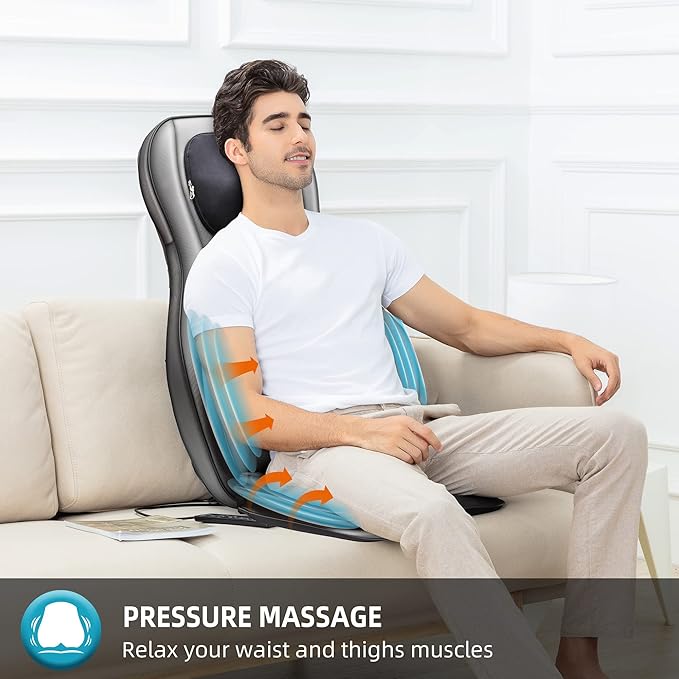 COMFIER Shiatsu Neck Back Massager with Heat and Compression,Adjustable Neck Rollers,App Control 2D or 3D Deep Tissue Kneading Massage Chair Pad, Chair Massager,Ideal Gifts for Dad, Mom - Bloomnest