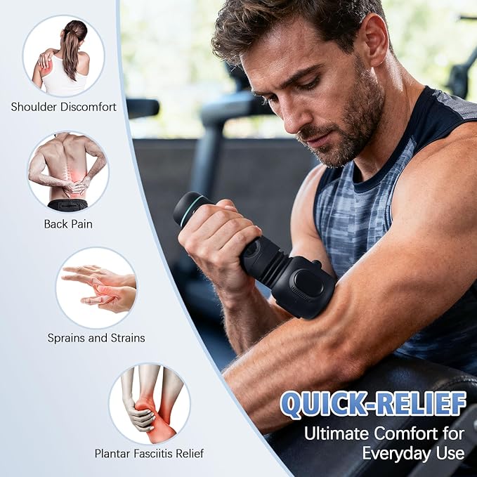 Handheld Vibrating Trigger Point Massage Tool - with Heat and Cold & Red Light - Deep Tissue Muscle Massager Gun for Full Body Pain Relief, Portable Fascial Massager -Gifts for Men & Women - Bloomnest