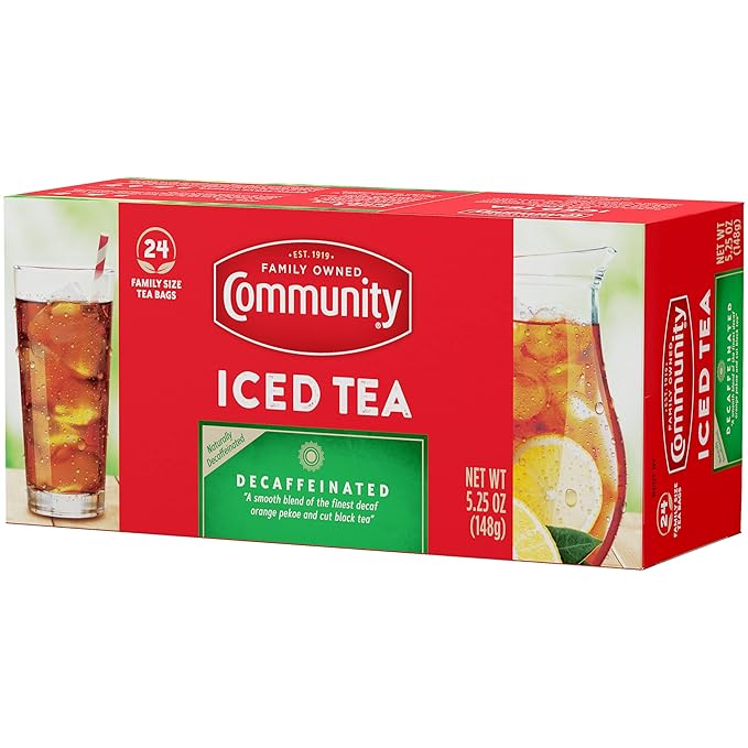 Community Coffee Decaf Tea, 24 Family Size Tea Bags (Pack of 12) - Bloomnest