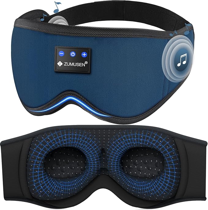 ZUMUSEN Bluetooth Sleep Headphones, 3D Wireless Music Eye Mask with Ultra-Thin Stereo Speakers, Adjustable Sleep Mask for Side Sleepers, Perfect for Travel, Meditation, Relaxation - Bloomnest