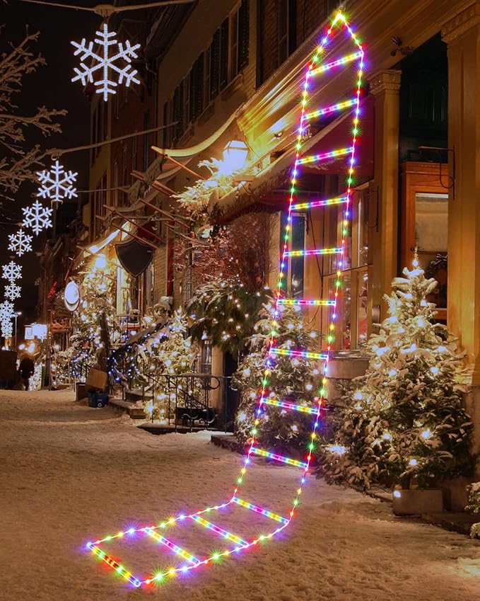 Toodour Outdoor Christmas Decorations Lights, Smart RGB Christmas Lights with Bluetooth & App Controlled, 10ft LED Ladder Light, Music Sync Color Changing Xmas Light for Home, Wall, Indoor Decor - Bloomnest