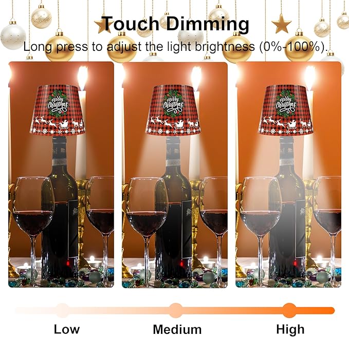 Wireless Bottle Lamp-Christmas Wine Bottle Lights with Touch Dimming,3 Color Temperatures Table Lamps, 2025 New Rechargeable LED Lamp Shade for Home, Bar, Restaurants and Outdoor Use - Bloomnest