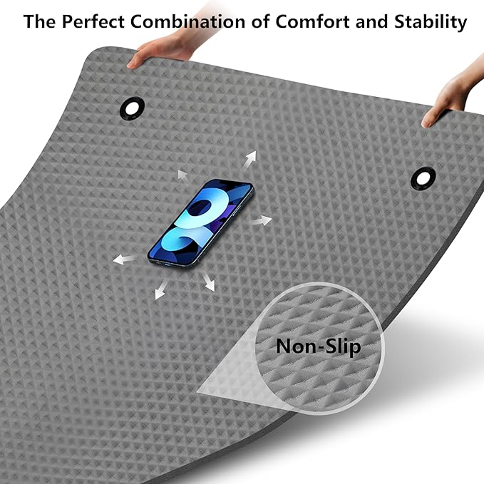 LFS Yoga Mat 72.8" x 31.5" x 2/5 inch Thick With Strap and Bag, Extra Wide Workout Mat for Women and Men, Non Slip Exercise Mat for Home Outdoor Yoga, Pilates, Stretching, Floor & Fitness Workouts - Bloomnest