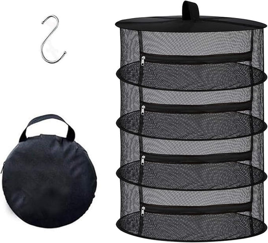 Desy & Feeci 4-Layer Herb Drying Rack - Collapsible Mesh Hanging Dryer Net for Herbs, Flowers, Tea, Fruits, and Vegetables - Includes S-Hook & Storage Bag (24" x 31") - Bloomnest