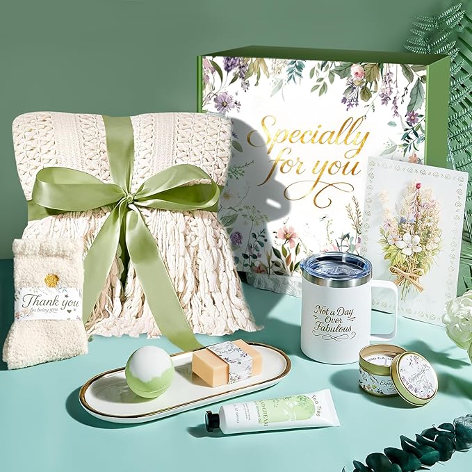 Valentines Day Gifts for Her Mom Wife, Birthday Gifts for Women Spa Care Package, Get Well Soon Gift Baskets Thinking of You Sympathy Gift Box for Friend, Sister, Wife (Ivory) - Bloomnest
