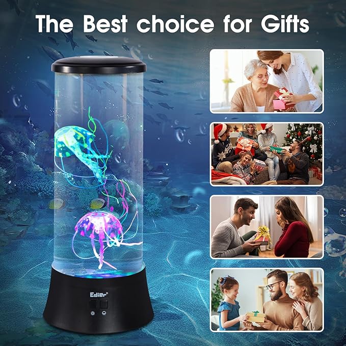 EDIER Jellyfish Lamp, LED Fantasy Jelly Fish Light, 7 Color Setting Jellyfish Tank Table Lamp Decorations for Home Office Decor Great Gifts for Kids - Bloomnest