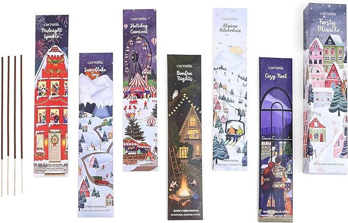 Carnatia Frosty Miracle Incense Collection – 6 Enchanting Scents | Snowy Adventures, Winter Vibes, and Cozy Aromas for Holiday Season!