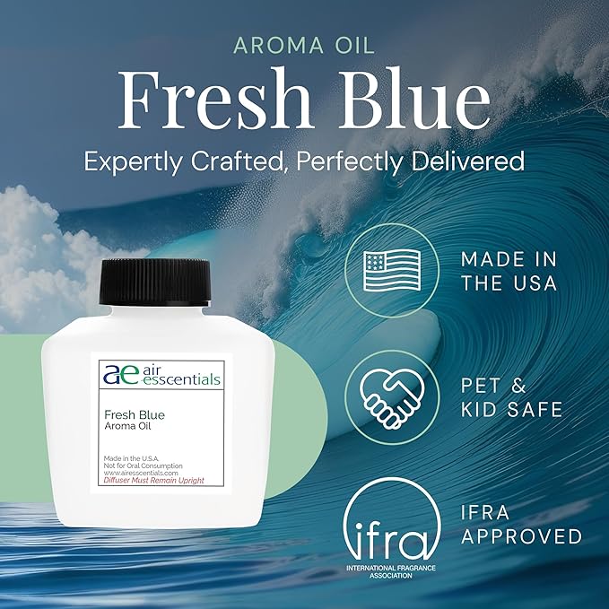 Fresh Blue Aroma Oil, Essential Oils Blend for Diffusers & Scent Machines, Mandarin, Ozone, and Cardamom Blend, Aromatherapy, Cold Air Diffuser Compatible, 100 mL - Bloomnest